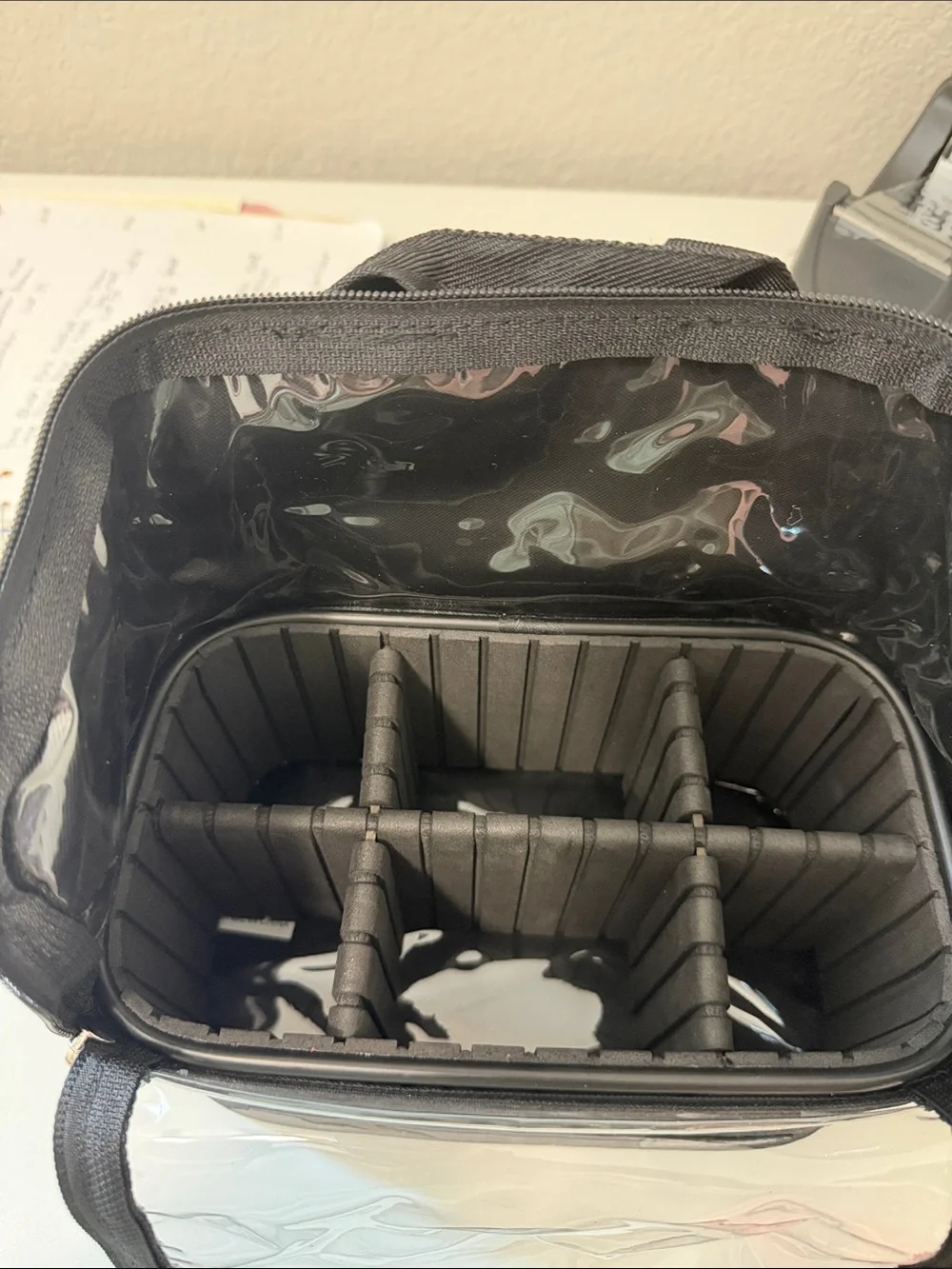 Clear-Top Black Makeup or paint brushes Organizer Bag